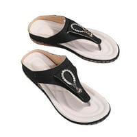 Crne sandale za ženu, AXXD Ženske cipele Outerywear Ljeto okrugli nožni papuče Modna platna cipele za
