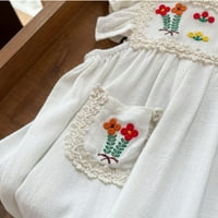 Dječje djece Dječje djevojke odjeću Ljeto posteljina kratki rukav za vez cvijeta uzorak princeze haljina