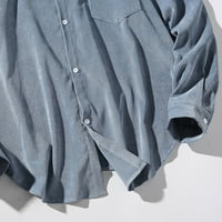 Ležerne prilike plus veličina muška majica Muška u Casualse Jesen Corduroy Solid Džepna košulja Okrenite