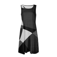 Tking Fashion Ženski ljetni povremeni print tanki dresed haljina s ramena Mini plaža haljina sive s