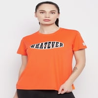 Clovia Comfort Fit Text Ispiši aktivnu majicu u narandžastoj boji