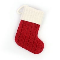 Božićni čarapa Dekor pletene inicijalne pahuljice uzorak privjesak prozora zidna kamina torba