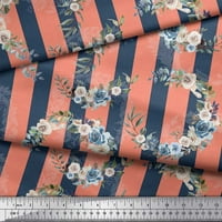 Soimoi narančasto pamučno poplinska tkanina pruga i pola vijenac za ružu cvjetne tkanine otisci dvorišta