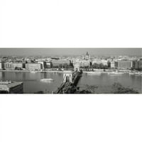 Panoramske slike PPI59045L lančani most preko Dunavske rijeke Budimpešta Mađarska Poster Print panoramskim