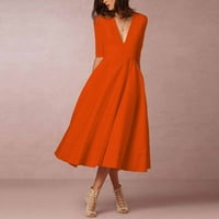 Haljine za žene plus veličina ženskog odobrenja A-line V-izrez za lakat-duljina čvrstoće modne modne