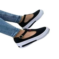 Sanviglor Womens Loafer T-Strap Wedge Loafers Retro platforma cipela na otvorenom Lagane casual cipele