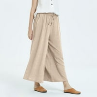 Ženske hlače velike struke sa džepovima Ljetne modne hlače za žene za dame Leisure Loose hlače Pamučne