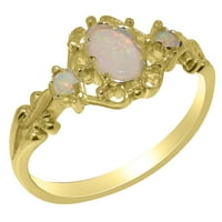 Britanska napravljena 18K žuta zlatna prirodna Opal Ženski prsten - Veličine opcije - Veličina 12