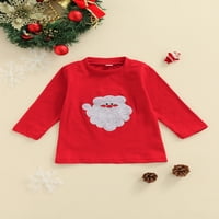 Bebiullo Božićna porodica podudarajuća odjeća Santa Claus uzorak dugih rukava s dugim rukavima odijelo za majicu, crveni dječak