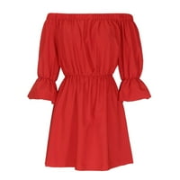 Haljine za žene, ženske haljine sa ramene rukav rukav, puna boja, crvena, crvena, l