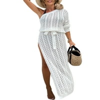 Abtel žene duge haljine jedno rame Maxi haljine casual ljeto na plaži sandress dame boemian odmor bijeli l