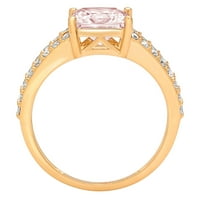 2. CT sjajna princeza simulirana ružičasta dijamant 14k žuti zlatni pasijans sa Accenting prstenom SZ