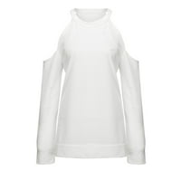 Moonker Womens Tops Majice za žene izvan ramena Solid Boja Easy bluza Tee majica Top dugi rukav XL bijeli