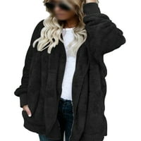 Voguele dame kaput kardigan jakna sa kapuljačom sa kapuljačom zimske tople kapute, casual crna 3xl
