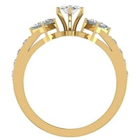 Tromjenski dijamantski zaručnički prsten i princeze rezani prstenovi 14k zlato 1. CT TW