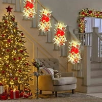 Veća zazor božićni ukras vijetnje sa svjetlima, božićni vijenac za stepenice ograda, božićni rattan naopako naopako viseći vrata viseći restoran ukras