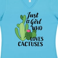 Inktastična samo djevojka koja voli kaktuse ženske majice V-izrez