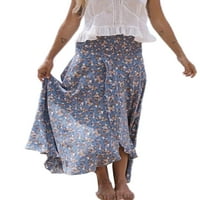 Colisha Women Maxi suknje ruffle duga suknja visoki struk nepravilan ljetni cvjetni print ljubičasti xl