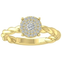 Araiya 14k Yellow Gold Diamond Halo Band prsten, veličina 7