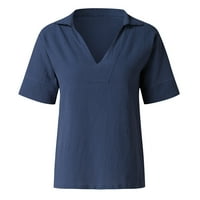 Košulje rukave pamučne žene kratke vrhove dame lagane v bluze casual ženska bluza mornarsko plava