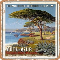 Metalni znak - Northern i PLM željeznice Francuska rivijera Cannes, Nice, Monako Vintage ad - Vintage