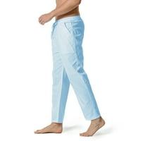 Rovga muške hlače posteljina pamučna labava ležerna lagana elastična struka hlače yoga hlače kuće hlače