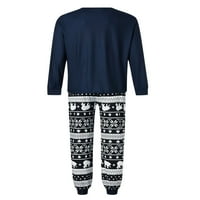 Aturuste božićna porodica podudaranje pidžama elk tisak dugih rukava + rastezanje casual pantalona za
