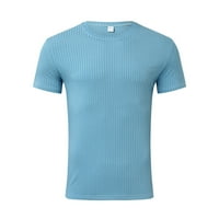 Muška majica Muška ljetna vertikalna pruga Čvrsta boja okrugli vrat Stretch Fitness Fitnes Trčanje majica