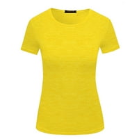 Cuoff bluze za žene modni casual plus veličine čvrsta majica V-izrez kratki rukav ženski vrhovi žuto