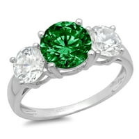 3.25ct okrugli rez dragocjeni dragulj zeleni simulirani emerald pravi 18k bijeli zlatni robotski laserski