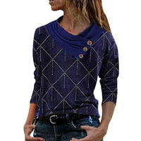 Špwfbe ženske vrhove ženske ovratnike V izrez Geometrija T majica pulover pulover na vrhu Casual Comfy