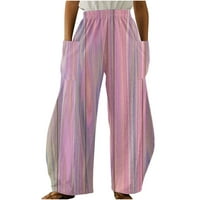 Ženske ljetne hlače Ležerne prilike sa labavim džepom elastične strugove stilskih gaća za ispis