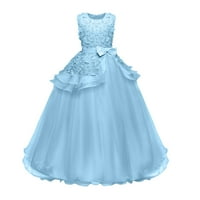 Vivianyo HD odjeća za djevojke djevojke dječje djevojke neto temperament pređe Cvijeće Bowknot Birthday Party haljine duge haljine bljeskalice