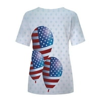 4. jula vrhovi za žene Ljetne košulje Slatka grafika O-izrez Američka zastava Štampana majica Casual