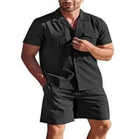 Muška posteljina set kratkih rukava odjeća na plaži Ležerne tipke dolje majica i kratke setove s džepovima