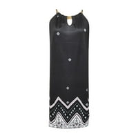 Haljine za žene Himeway Ženski povremeni modni metalni viseći izrez Leopard Print haljina bez rukava crna 4xl