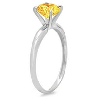 1CT okrugli rez žuti prirodni citrinski 18K bijeli zlatni godišnjica za angažman prsten veličine 8