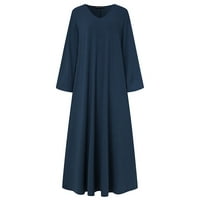 Ljetne haljine Maxi V-izrez s dugim rukavima plavi xxxxl