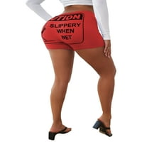 Žene Elastične strukske kratke hlače pažljivo slogan osnovno radno vrijeme hlače