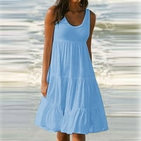 Žene Ljetne tuničke haljine za žensko modno ljeto ljeto od pune boje bez rukava bez rukava