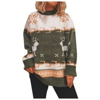 Ženske zimske dame božićna vuna pletenu klimu na okruglom vratu Džemper s dugim rukavima