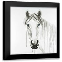 ATELIER B Art Studio Crni moderni uokvireni muzej umjetnička štampa pod nazivom - samotni bijeli konj