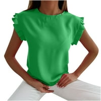 Moda Žene Ljetne košulje Elegantni ruffle Cap rukav vrhovi Business Casual Solid Color T majice Bluze