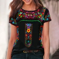 Lovskoo Woman cvjetni tisak majica kauzalna okrugla vrata za ispis bluza s kratkim rukavima majica ljetnih