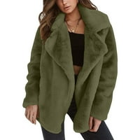 Fonwoon zimski jakne kaputi za žene, ženski modni čvrsti dugi rukav debeli plišani kardiganski kaput