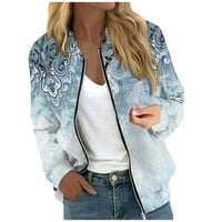 Jakne za apepal za žene Dugih rukava Lagana zip usečena modna print Outerwear Casual Quilted Jackets