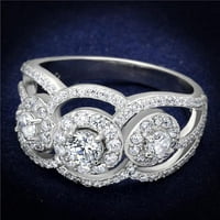 Ženski rodijumski srebrni prsten sa AAA CRT CZ-a u CLEAR - veličina 6