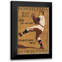 Vintage Sports Black Moderni uokvireni muzej Art Print pod nazivom - Pennsylvania Baseball - Georgetown