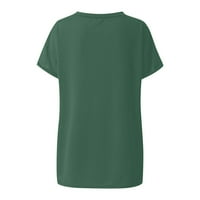 Bazyrey Womens Ljetni vrhovi Čvrsta tiskana bluza Ženski okrugli vrat Trendi kratki džep za kratki rukav