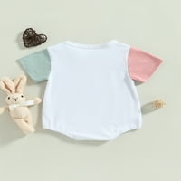 Sunitory Easter Outfit Baby Girl Boy Block Boja kratkih rukava HIP Bunny Ramper Duks jedna ljetna odjeća